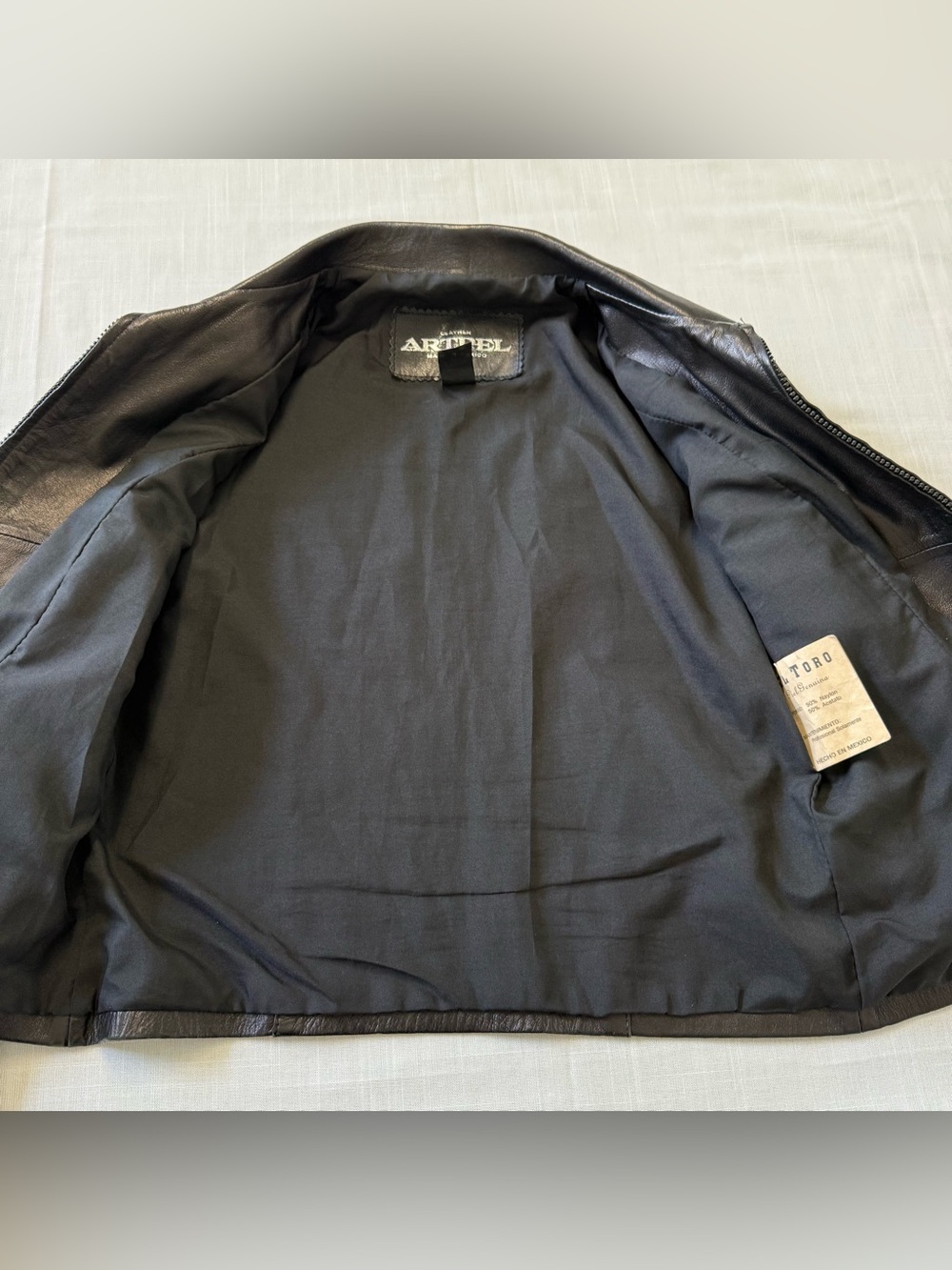 ARTPEL Black Classic Leather Jacket Zip Up Soft Size S - Picture 8 of 9